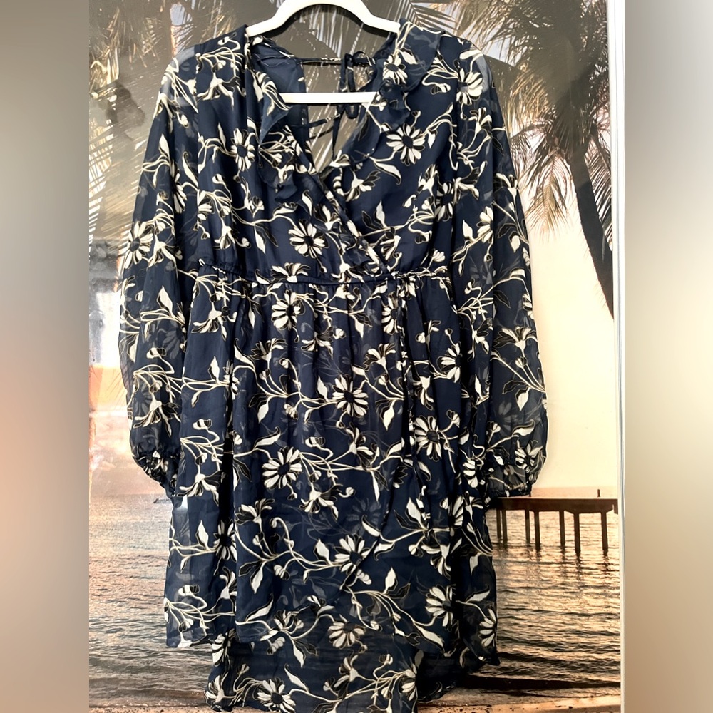 Sheer floral, long sleeve sundress